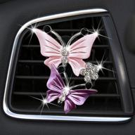🦋✨ dual butterfly diamond rhinestone car air fresheners: stylish & sparkly vent clips for women logo