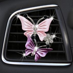 img 3 attached to 🦋✨ Dual Butterfly Diamond Rhinestone Car Air Fresheners: Stylish & Sparkly Vent Clips for Women