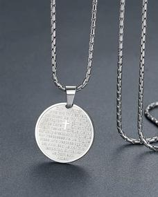 img 3 attached to Unisex Lord's Prayer and Cross Medallion Pendant Necklace with 21" Stainless Steel Chain by Aoiy