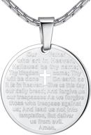 unisex lord's prayer and cross medallion pendant necklace with 21" stainless steel chain by aoiy logo