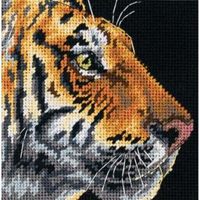 img 1 attached to DIY Tiger Profile Needlepoint Kit - 5'' W x 5'' H Dimensions Needlepoint Kit