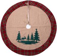 🎄 sanno 42" christmas tree skirt, reindeer moose collection - woodland xmas tree decor, double layered skirts with buffalo plaid edges - holiday ornaments for better seo логотип