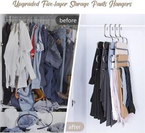 img 1 attached to 👕 IEOKE Closet Organization 5 Pack S Shaped Space Saver Hangers: Non-Slip Pants, Scarfs, Ties Organizer - Kids Closet Organizer - Multifunctional Space Saver Pants Rack (Black-5)