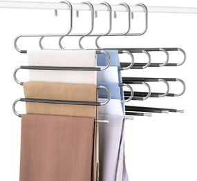 img 4 attached to 👕 IEOKE Closet Organization 5 Pack S Shaped Space Saver Hangers: Non-Slip Pants, Scarfs, Ties Organizer - Kids Closet Organizer - Multifunctional Space Saver Pants Rack (Black-5)