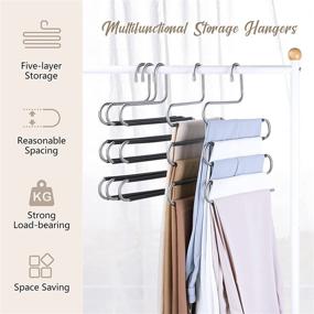 img 3 attached to 👕 IEOKE Closet Organization 5 Pack S Shaped Space Saver Hangers: Non-Slip Pants, Scarfs, Ties Organizer - Kids Closet Organizer - Multifunctional Space Saver Pants Rack (Black-5)