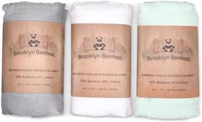 img 4 attached to Brooklyn Bamboo Muslin Swaddle Blanket - Pack of 3, Ultra Soft, Organic, Quick Dry, Odor Free