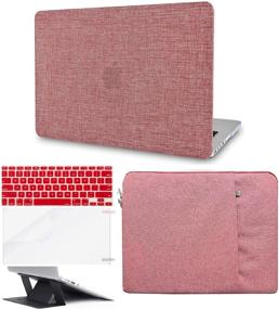 img 4 attached to KECC Laptop Case for Old MacBook Pro 13'' (CD Drive) with Keyboard Cover, Sleeve, Screen Protector & Laptop Stand - Red Fabric Hard Shell Case A1278