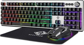 img 4 attached to 🎮 Beastron RGB Backlit Gaming Keyboard and Mouse Combo with Mousepad, Multimedia Knob Keyboard, Mechanical Feel USB Wired Keyboard for Windows PC - Silvery White (10209)