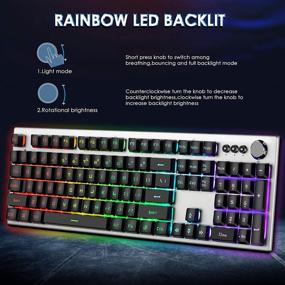 img 2 attached to 🎮 Beastron RGB Backlit Gaming Keyboard and Mouse Combo with Mousepad, Multimedia Knob Keyboard, Mechanical Feel USB Wired Keyboard for Windows PC - Silvery White (10209)