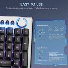 img 3 attached to 🎮 Beastron RGB Backlit Gaming Keyboard and Mouse Combo with Mousepad, Multimedia Knob Keyboard, Mechanical Feel USB Wired Keyboard for Windows PC - Silvery White (10209)