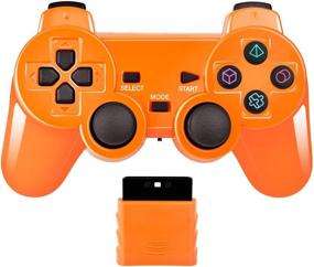 img 1 attached to 2.4G Wireless Controller for Sony Playstation 2 PS2 - Orange+Green, Compatible and Optimized for Enhanced Performance