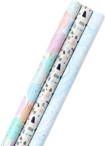 img 4 attached to 🎁 Premium Hallmark Wrapping Paper Bundle: Cut Lines, Blush, Gray, Blue, Gold (3-Pack)
