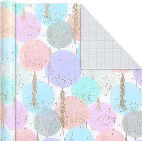 img 1 attached to 🎁 Premium Hallmark Wrapping Paper Bundle: Cut Lines, Blush, Gray, Blue, Gold (3-Pack)