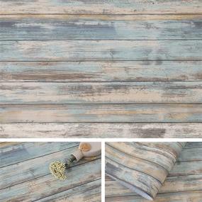 img 4 attached to 🪵 Arthome Blue Rustic Wood Peel and Stick Wallpaper 17''x120'' - Self-Adhesive Removable Wood Vinyl Decorative Film for Furniture - Vintage Wall Covering with Easy-to-Clean Wooden Grain Texture