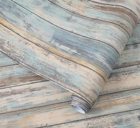 img 3 attached to 🪵 Arthome Blue Rustic Wood Peel and Stick Wallpaper 17''x120'' - Self-Adhesive Removable Wood Vinyl Decorative Film for Furniture - Vintage Wall Covering with Easy-to-Clean Wooden Grain Texture