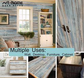img 2 attached to 🪵 Arthome Blue Rustic Wood Peel and Stick Wallpaper 17''x120'' - Self-Adhesive Removable Wood Vinyl Decorative Film for Furniture - Vintage Wall Covering with Easy-to-Clean Wooden Grain Texture