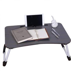 img 4 attached to 📚 CNNINGYI Black Folding Laptop Desk: Portable Foldable Table for Bed, Couch, and Floor - Ideal for Work and Leisure