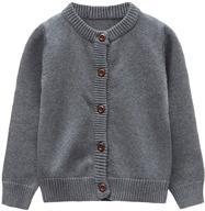 toddler knit cardigan sweaters: gleaming grain | 100% cotton | solid color | baby boys girls | sizes 18m-6t logo