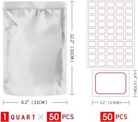 img 3 attached to 50 PCS (8x12 inch) Reusable Stand Up Mylar Aluminum Foil Bags – Opaque Silver Resealable Smell Proof Bags with Label Sticker – Ideal for Long-term Food Storage, Coffee, Tea, Cereal in Family Daily Life