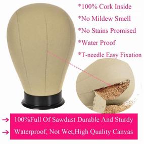 img 3 attached to 🎭 Cork Canvas Block Head Mannequin for Wig Making and Display - Perfect for Wig Styling, Salon Showcase, and Wig Stand (22 inch)