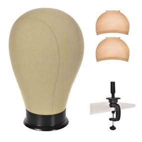 img 4 attached to 🎭 Cork Canvas Block Head Mannequin for Wig Making and Display - Perfect for Wig Styling, Salon Showcase, and Wig Stand (22 inch)