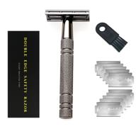 🌱 zero waste metal safety razor: eco-friendly, double edge razor for men & women, plastic free with 10 blades logo