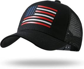 img 4 attached to American Flag Trucker Hat Breathable Sports & Fitness for Running