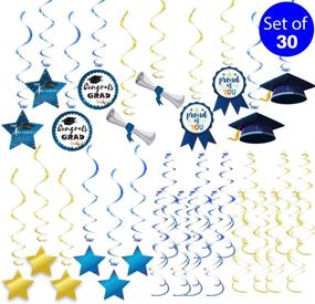 img 2 attached to 🎓 2021 Graduation Navy Blue and Gold Foil Swirls Kit by Forcemaxe - Party Supplies for College & High School Graduation, Congrats Grad & Proud of You Decorations