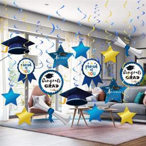 img 1 attached to 🎓 2021 Graduation Navy Blue and Gold Foil Swirls Kit by Forcemaxe - Party Supplies for College & High School Graduation, Congrats Grad & Proud of You Decorations