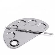 💄 yimart stainless steel makeup palette: 5-hole mixing pallete spatula for cosmetic blending logo