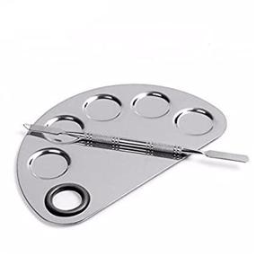 img 3 attached to 💄 Yimart Stainless Steel Makeup Palette: 5-Hole Mixing Pallete Spatula for Cosmetic Blending