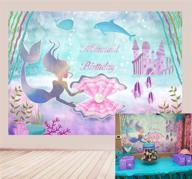 🧜 under the sea little mermaid birthday party backdrop - botong 5x3ft - castle, whale, pearl princess theme - ideal for girls' photography, cake table props logo