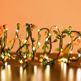 img 2 attached to 🎄 Battery Operated Berry Vine String Lights with Unique 30 LED Garland - 10 Ft, Orange Green Berries, Perfect for Christmas Tree and Home Decor in the Bedroom