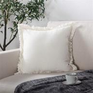 🛋️ atlinia off white linen pillow cover 20 x 20 with tassels - decorative throw pillow cover for couch, sofa bed, and outdoor use логотип