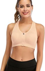 img 3 attached to 💪 FLORATA Women's Front Closure Sports Bras - Padded Surgical Bras for Post-Surgery, Yoga, Gym, Running, and Workouts