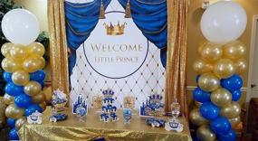 img 3 attached to 👑 BINQOO 7x5FT Royal Prince Baby Shower Backdrop Blue Curtain Golden Crown Rhombus Background for Royal Prince Baby Shower Party for Little Boys