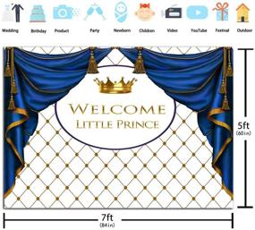 img 1 attached to 👑 BINQOO 7x5FT Royal Prince Baby Shower Backdrop Blue Curtain Golden Crown Rhombus Background for Royal Prince Baby Shower Party for Little Boys