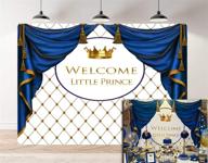 👑 binqoo 7x5ft royal prince baby shower backdrop blue curtain golden crown rhombus background for royal prince baby shower party for little boys logo