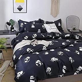 img 1 attached to 🐼 KFZ Cute Panda Twin Duvet Cover Set - 4pcs Sheet Set for Kids Kung Fu Panda Twin Bed - Room Decor with Flat Sheet, Pillow Covers - No Comforter Included (Cute Panda, Twin Size)