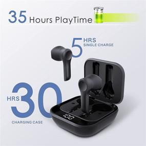 img 1 attached to 🎧 Black Wireless Earbuds with Charging Case, Bluetooth 5.1 Headphones - Touch Control, Stereo In-Ear Bluetooth Earphone for 35 Hours Continuous Playback, Ideal for Sport, Work, Home, Office