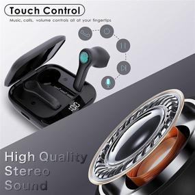 img 3 attached to 🎧 Black Wireless Earbuds with Charging Case, Bluetooth 5.1 Headphones - Touch Control, Stereo In-Ear Bluetooth Earphone for 35 Hours Continuous Playback, Ideal for Sport, Work, Home, Office