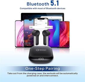 img 2 attached to 🎧 Black Wireless Earbuds with Charging Case, Bluetooth 5.1 Headphones - Touch Control, Stereo In-Ear Bluetooth Earphone for 35 Hours Continuous Playback, Ideal for Sport, Work, Home, Office
