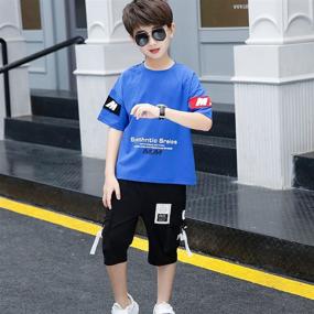 img 3 attached to 👕 Sleeve T Shirt Shorts Summer Clothing Set for Boys: Complete Boys' Outfit in One Package