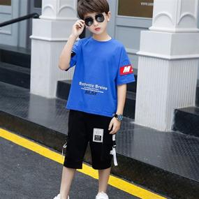 img 2 attached to 👕 Sleeve T Shirt Shorts Summer Clothing Set for Boys: Complete Boys' Outfit in One Package