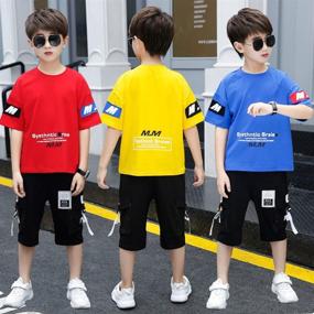 img 1 attached to 👕 Sleeve T Shirt Shorts Summer Clothing Set for Boys: Complete Boys' Outfit in One Package