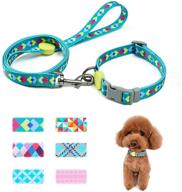 🐶 keezeg dog collar and leash set: stylish geometry theme for dogs and cats, suitable for boys and girls, diamond green (s) логотип