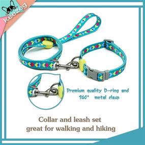 img 2 attached to 🐶 Keezeg Dog Collar and Leash Set: Stylish Geometry Theme for Dogs and Cats, Suitable for Boys and Girls, Diamond Green (S)
