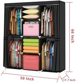 img 2 attached to 🚪 YOUUD Portable Wardrobe Storage Closet Organizer with Shelves for Clothes - Standing Closet, Black