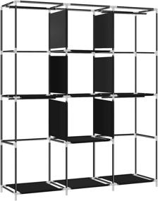 img 1 attached to 🚪 YOUUD Portable Wardrobe Storage Closet Organizer with Shelves for Clothes - Standing Closet, Black