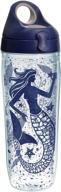 tervis vintage mermaid collage tumbler: navy & gray 24oz water bottle with wrap - clear logo